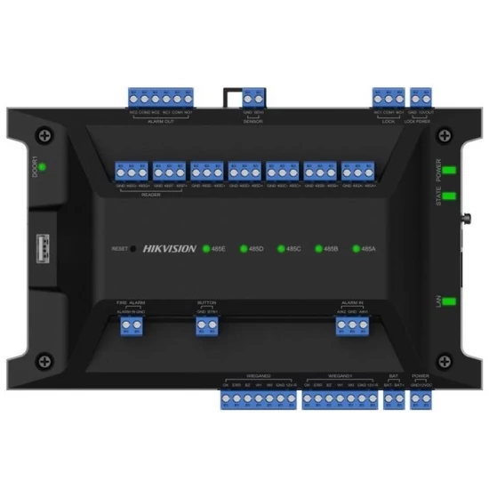 HIKVISION DS-K2701X(P) Ajtóvezérlő 1 ajtóhoz; két irány; 2 Wiegand & 2 RS485 olvasó; panel