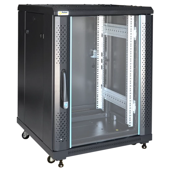 PULSAR ZRS1566 19" 15U 600x600 álló rack szekrény; készre szerelt; fekete