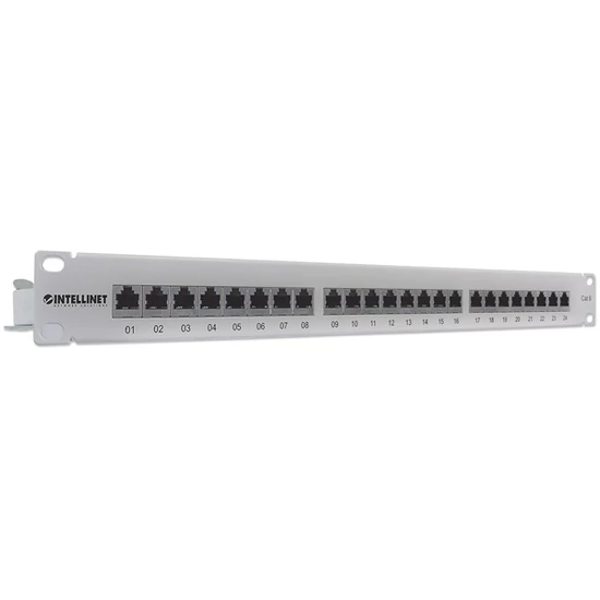 MANHATTAN 720014 Patch panel - CAT6 FTP árnyékolt patch panel, 24 portos, 1U, Szürke
