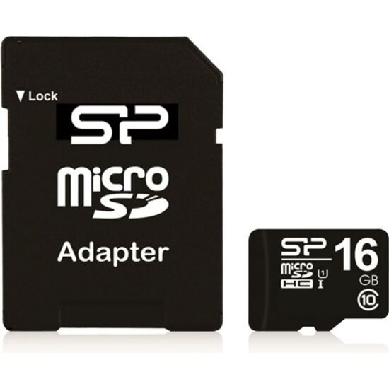 SILICON POWER SP016GBSTH010V10SP MicroSD kártya - 16GB microSDHC Class10 + adapter
