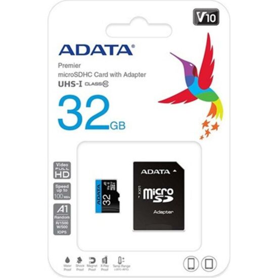 ADATA AUSDH32GUICL10A1-RA1 MicroSD kártya - 32GB microSDXC UHS-I Class10 A1 + adapter