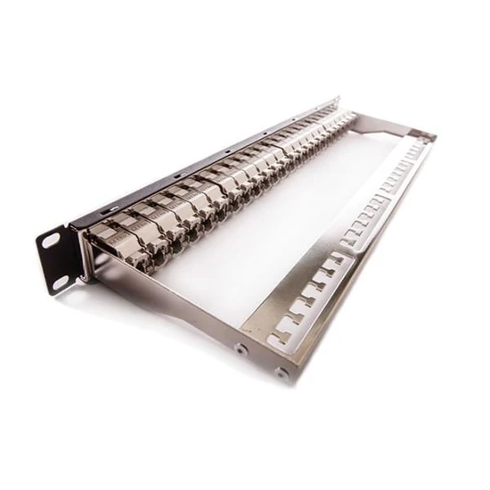 KELINE KEP-C6A-S-10G Patch panel , Kategória 6A, 24xRJ45/s,fekete, csatlakozókkal, 1U