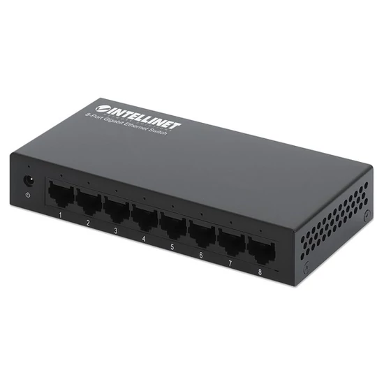 MANHATTAN 530347 Switch - 8 port, 1Gbps, fém ház, IEEE 802.3az, Fekete