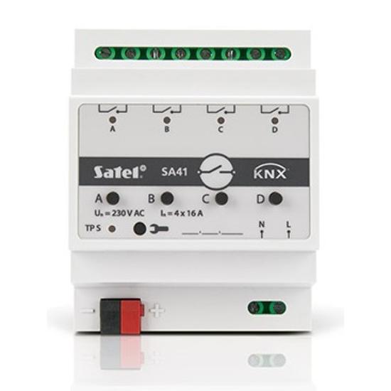 SATEL KNX-SA 41 Univerzális kapcsoló KNX automatizálási rendszerhez; 4 relé kimenet