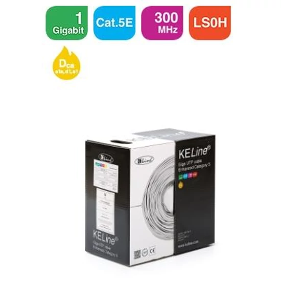 KELINE KE300U24LSOH-Dca-RLX Giga kábel UTP 4x2xAWG24 Cat.5E, LSOH halogénmentes, Euroclass Dca