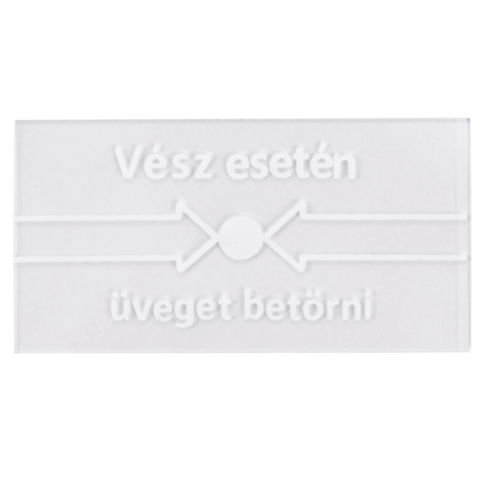 YLI CPK-860-GLASS-VESZ Csereüveg a CPK-860 típusú kézi jelzésadókhoz; "Vész esetén üveget betörni" felirattal
