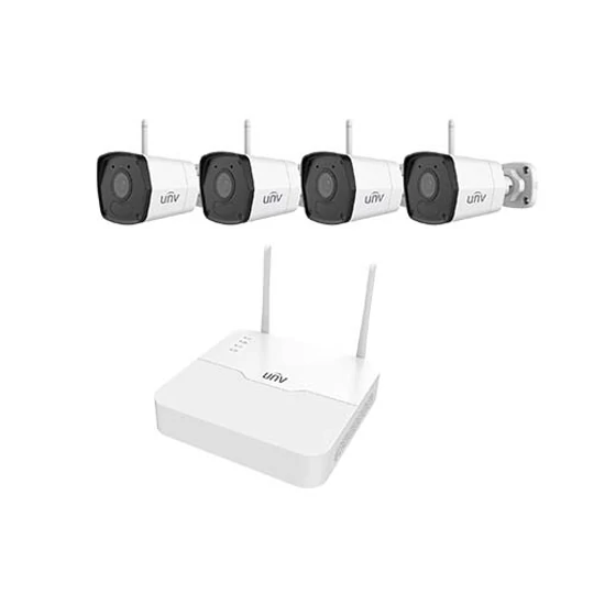 UNIVIEW KIT/NVR301-04LS3-W/4x2122LB-AF28WK-G WiFi szett - 4 csatornás NVR, 4db 2MP Wifi-s cső kamera