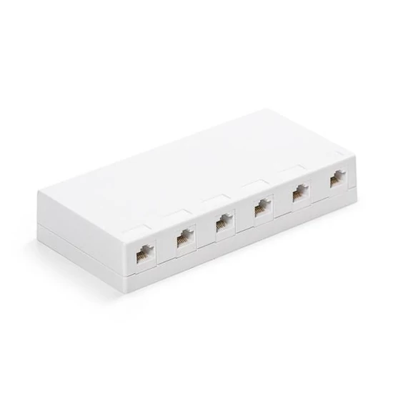 KELINE KE-SMB06-W + KEJ-C5E-U-TL(6) Giga Falon kívüli doboz Cat.5E 6xRJ45/u, csatlakozóval