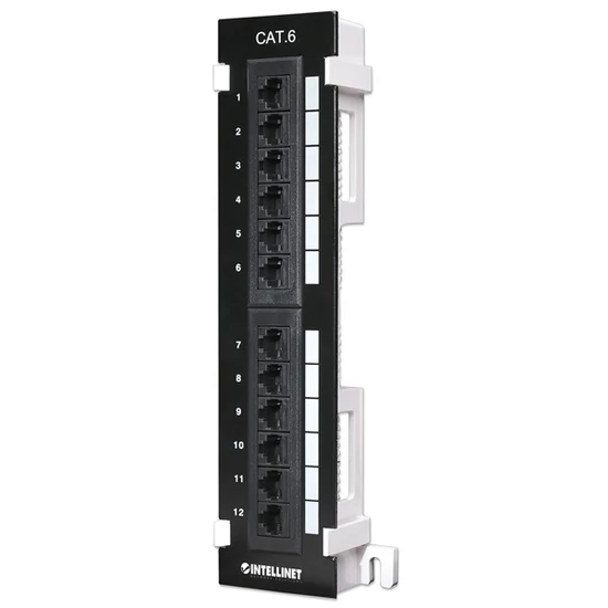 MANHATTAN 560269 Patch panel - Falra szerelhető, CAT6 UTP árnyékolatlan patch panel, 12 portos, 10"