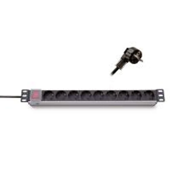 KELINE 33020061/6-k 19" elosztópanel, 6x250V/16A,kapcsolóval 2m kábel