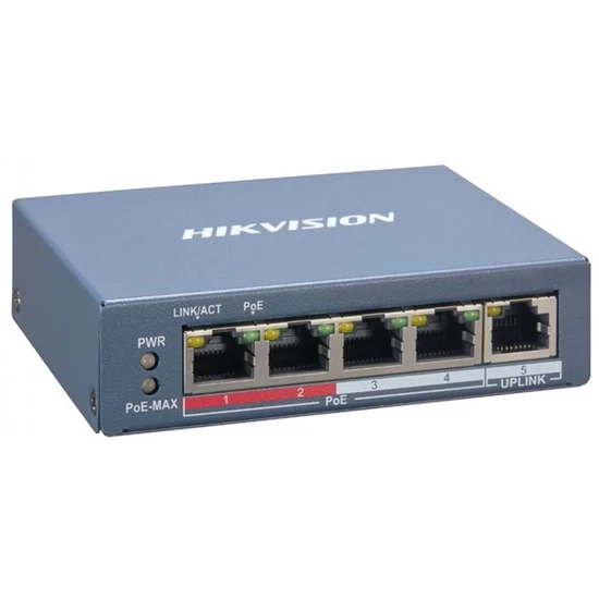 HIKVISION DS-3E1105P-EI Switch, POE EI sorozat, Smart 100Mbit PoE switch, 60W, 4+1 port