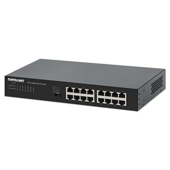 MANHATTAN 561815 Switch - 16 port, 1Gbps, asztali és rackes kialakítás, IEEE 802.3az, Fekete