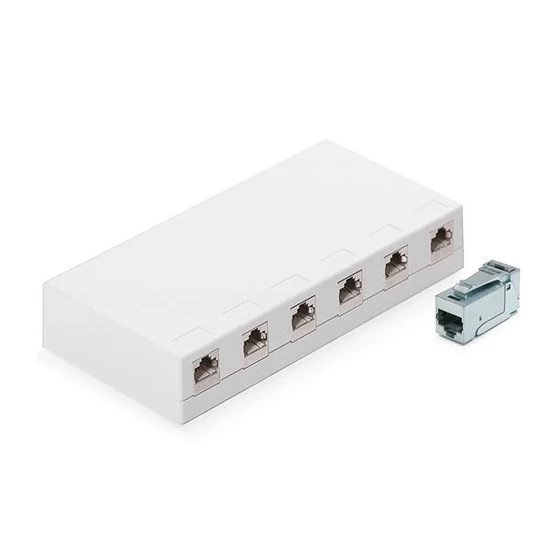 KELINE KE-SMB06-W + KEJ-C6A-S-10G(6) Cat.6A, Falon kívüli doboz 6xRJ45/s