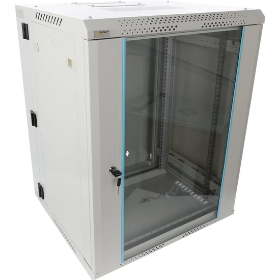 PULSAR RWDA1565-G 19" 15U 600x550 fali rack szekrény; kiforgatható; lapraszerelt; szürke; könnyített