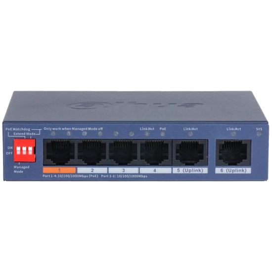 Dahua CS4006-4GT-60-V2 Cloud PoE switch, 6 port