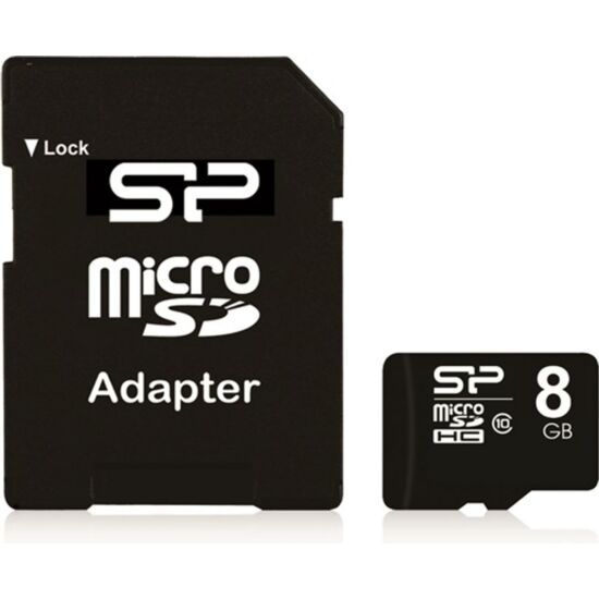 SILICON POWER SP008GBSTH010V10SP MicroSD kártya - 8GB microSDHC Class10 + adapter