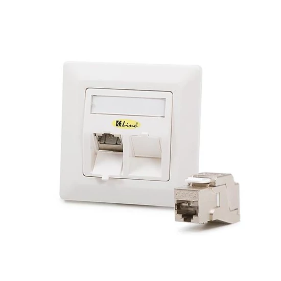 KELINE 601140-UP + KEJ-C6A-S-10G(2) Cat 6A, Modulo50, 2xRJ45/s, süllyesztett, csatlakozóval