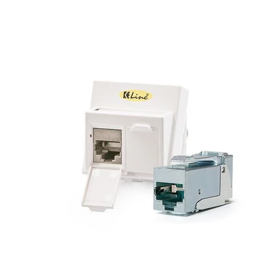 KELINE 601120 + KEJ-C6A-S-HD(2) Cat.6A, Modulo45, 2xRJ45/s, HD padlódobozba, csatornába