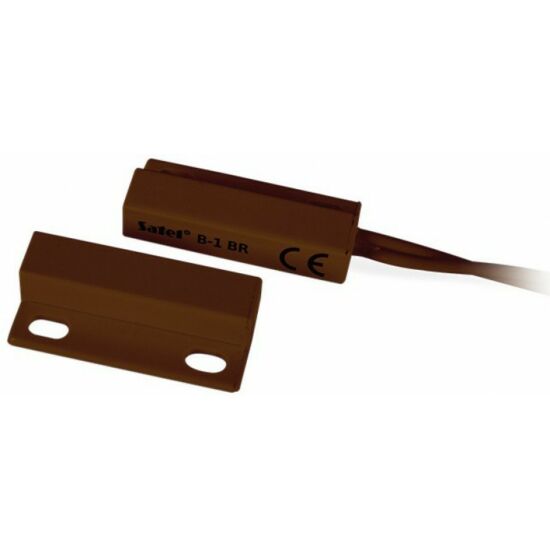 SATEL B-1 BR Mini ragasztható mágneses nyitásérzékelő; oldalsó kábelkivezetés; barna