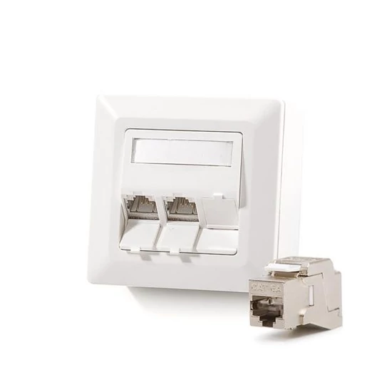 KELINE 601143-AP + KEJ-C6A-S-10G(3) Cat.6A, Modulo50, 3xRJ45/s, falon kívüli, csatlakozóval