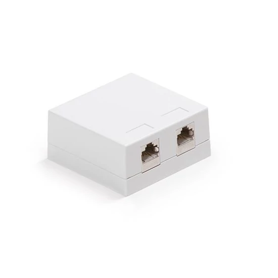 KELINE KE-SMB02-W + KEJ-C5E-S-TL(2) Giga Falon kívüli doboz Cat.5E 2xRJ45/s, csatlakozóval