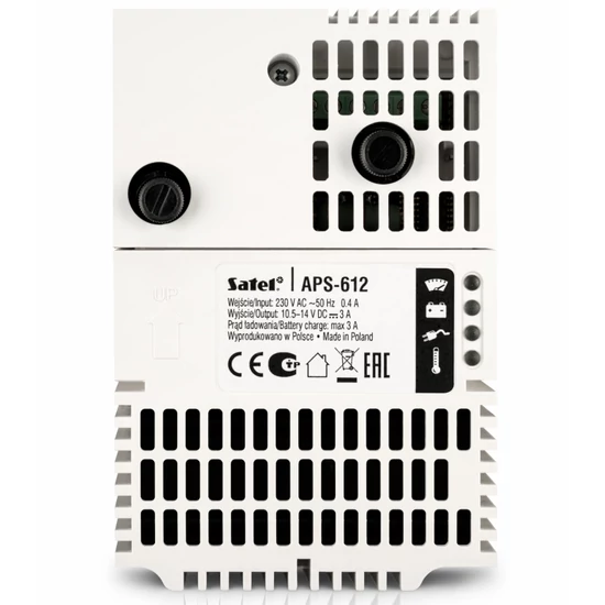 SATEL APS-612 Kapcsolóüzemű tápegység dobozokba vagy DIN sínre; 12 VDC/3+3 A; dedikált csatlakozó; G