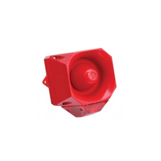 EATON 7051111FUL-0128X -COOPER - Asserta Midi Sounder Beacon - 9-60Vdc - piros test - piros lencse