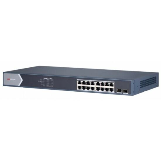 HIKVISION DS-3E0518P-E/M 18 portos Gbit PoE switch ; 16 PoE + 2 SFP uplink port; nem menedzselhető