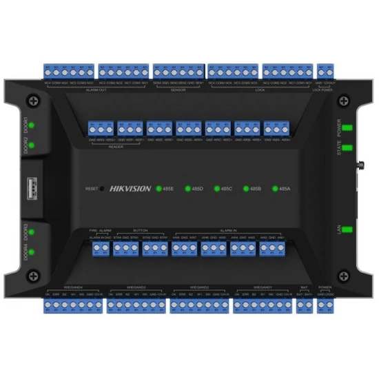 HIKVISION DS-K2704X(P) Ajtóvezérlő 4 ajtóhoz; két irány; 4 Wiegand & 8 RS485 olvasó; panel