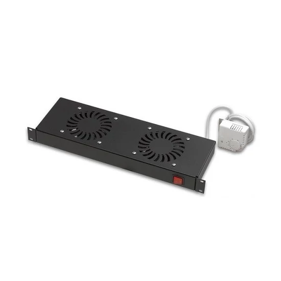 LEGRAND EC1U2V Rackszekrény ventilátor 19"- 1U, 2 ventilátor, termosztát, 160m3/óra, Fekete