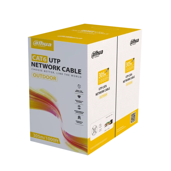 Dahua PFM920-6U Cat.6 U/UTP kábel, fekete, 4x2 eres, 0,57 mm2, 305 m