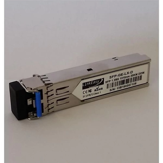 LINKEASY SFP-GE-LX-D SFP modul, 155M1.25G, 1310nm, 20km távolság, 070 hőm. tart. DDM funkció