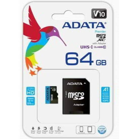 ADATA AUSDX64GUICL10A1-RA1 MicroSD kártya - 64GB microSDXC UHS-I Class10 A1 + adapter