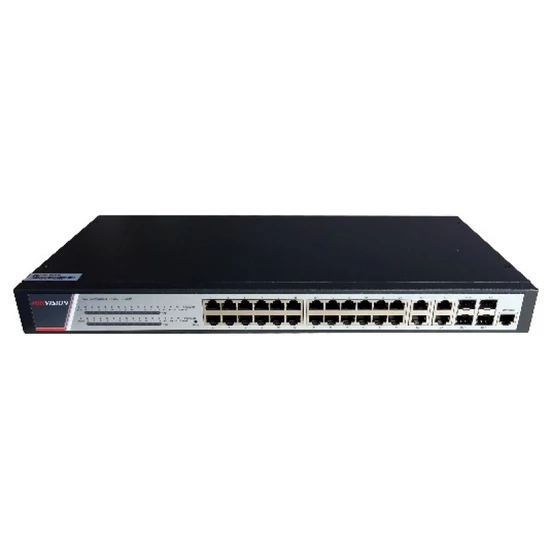 HIKVISION DS-3E2528P(B) 28 portos gigabit PoE switch ; 24 PoE + 4 kombinált uplink port; teljesen me
