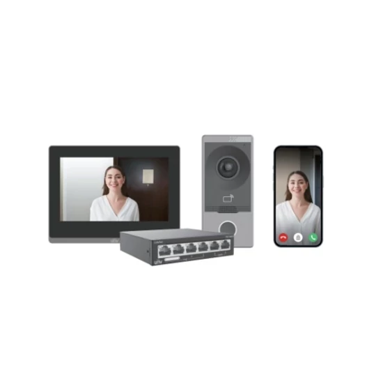 UNIVIEW KIT/201S/372S/NSW2020 Videó kaputelefon szett, PoE Switchel