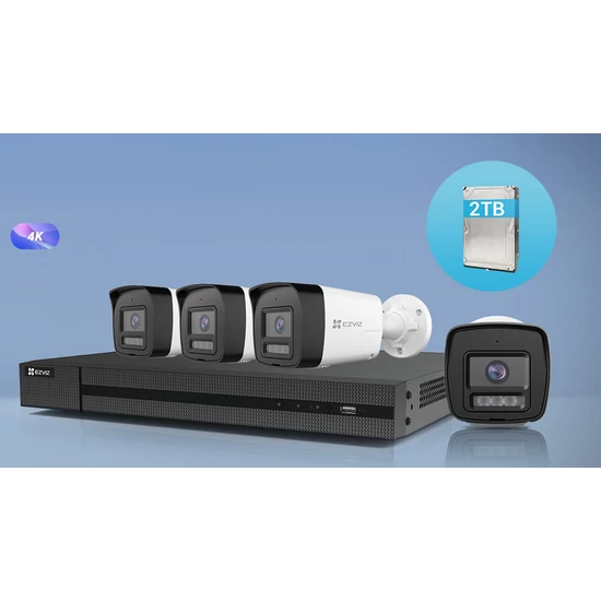 EZVIZ CS-BN4884 8MP csőkamera és PoE NVR szett, beépített 2TB HDD