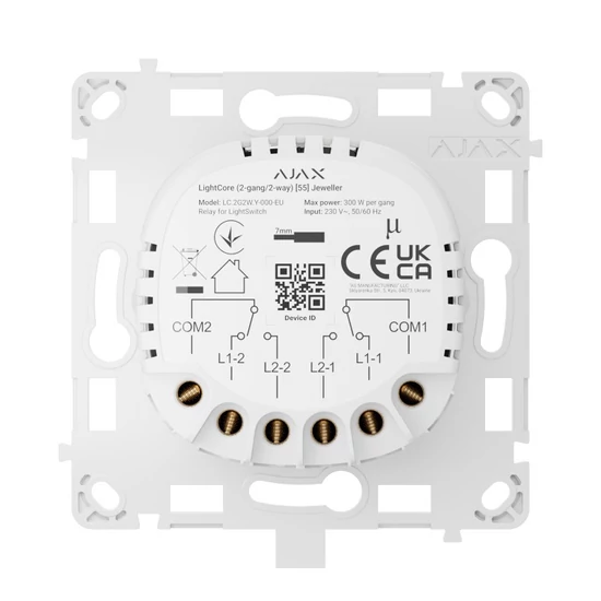 AJAX LIGHTCORE-2WAY-2GANG LightCore relé; alternatív; 2 gomb