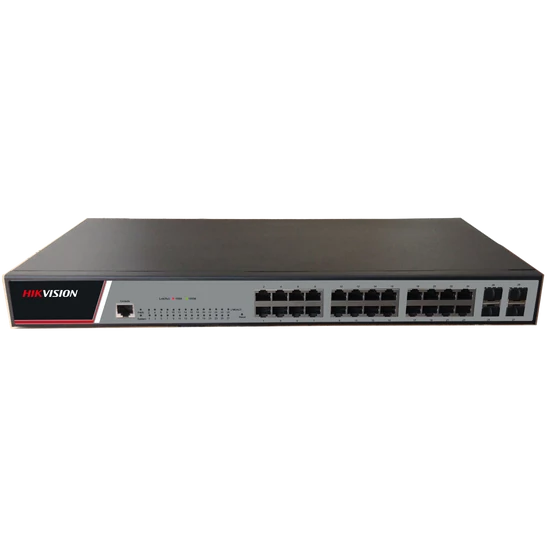 HIKVISION DS-3E2528(B) 28 portos switch; 24 Gbit port + 4 SFP uplink port; teljesen menedzselhető