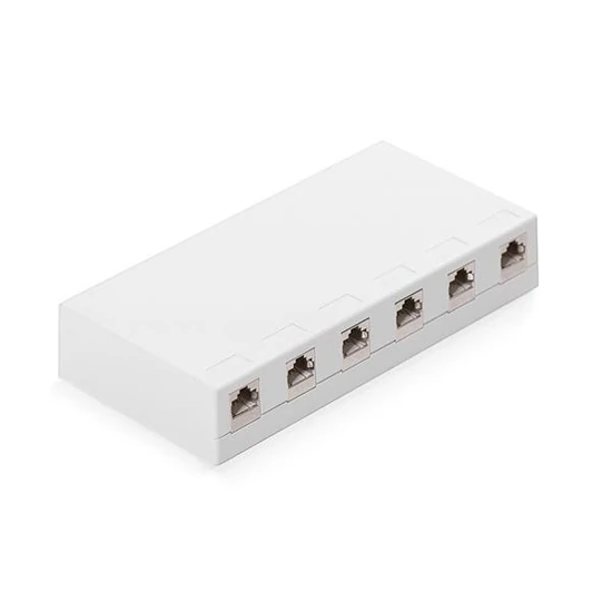 KELINE KE-SMB06-W + KEJ-CEA-S-10G(6) Cat.6A, Falon kívüli doboz 6xRJ45/s, csatlakozóval