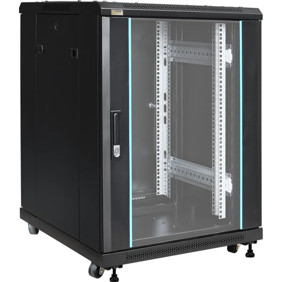 PULSAR RS1566 19" 15U 600x600 álló rack szekrény; lapraszerelt; fekete
