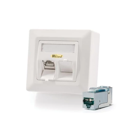 KELINE 601140-AP + KEJ-C6A-S-HD(2) Cat.6A, Modulo50, 2xRJ45/s, HD falon kívüli