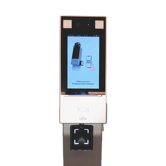 UNIVIEW OET-213H-BTS1-BD-Q300 Beléptető terminál EU COVID GREEN PASS szkennerrel és csuklóhőmérővel