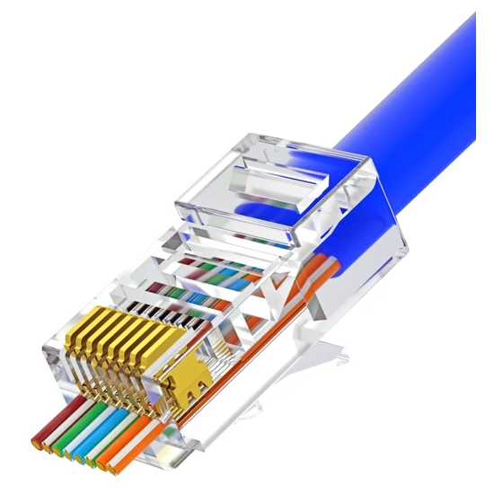 NESTRON NPN-RJ45-1C5PTU-PC10 UTP RJ45 csatlakozó; Cat5e; átfűzhető; fali és patch kábelekhez; 10 db/