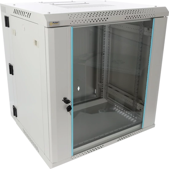 PULSAR RWDA1265-G 19" 12U 600x550 fali rack szekrény; kiforgatható; lapraszerelt; szürke; könnyített