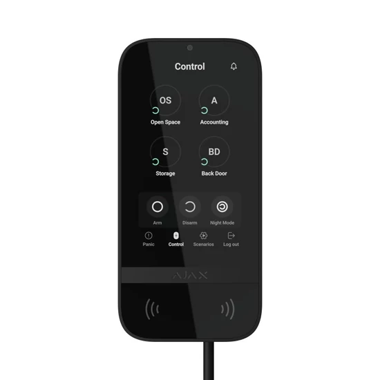 AJAX KEYPAD-TOUCHSCREEN-FIBRA-BLACK Keypad TouchScreen Fibra 5" érintőképernyős kezelő; vezetékes; k