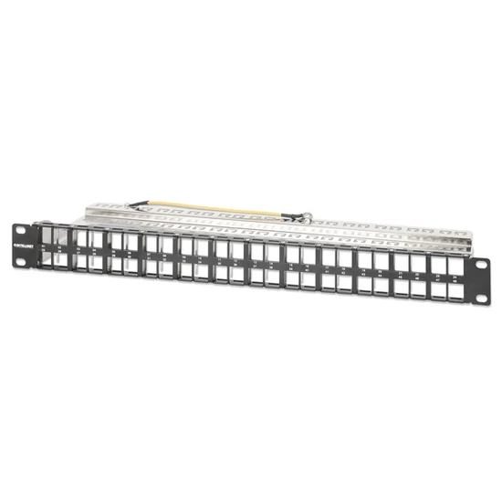 MANHATTAN 721028 Patch panel - Üres patch panel, 48 portos, 10" 1U, Fekete
