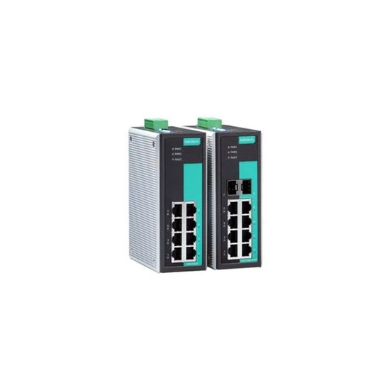 MOXA EDS-G308-2SFP Unmanaged full Gigabit Ethernet switch with 6 10/100/1000BaseT ports, and 2 combo