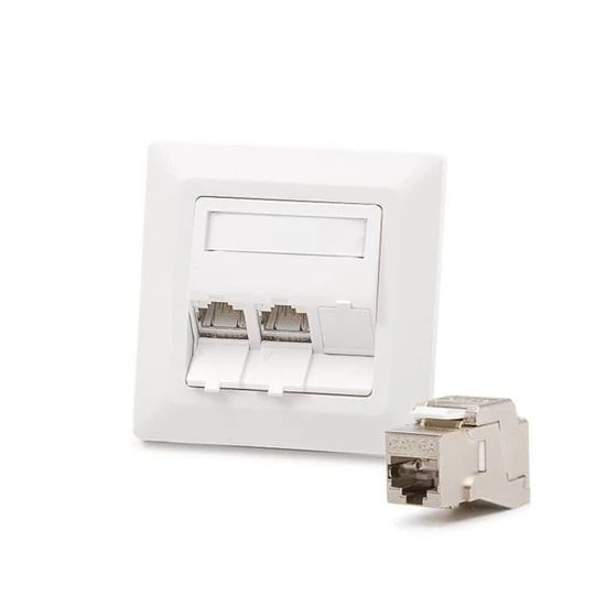 KELINE 601143-UP + KEJ-C6A-S-10G(3) Cat 6A, Modulo50, 3xRJ45/s, süllyesztett, csatlakozóval