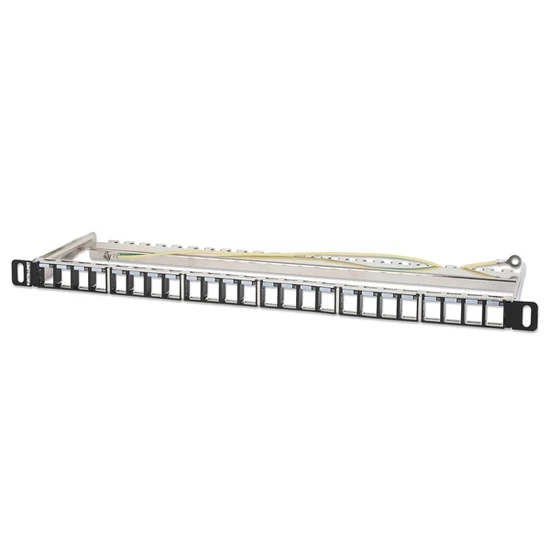 MANHATTAN 721011 Patch panel - Üres patch panel, 24 portos, 10" 0.5U, Fekete