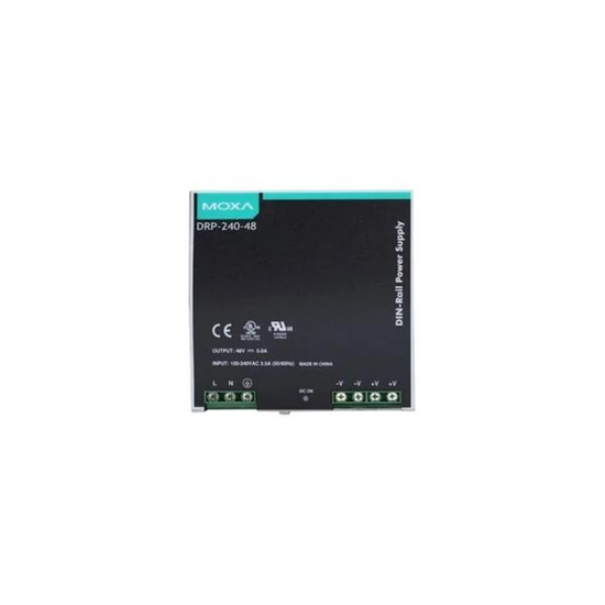 MOXA DRP-240-48 240W/5A DIN-Rail 48 VDC power supply with universal 85 to 264 VAC input, -1070°C ope